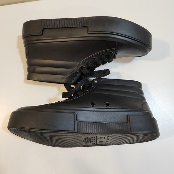 MELISSA black Rubber Lace up ankle Sneakers Rain Shoes size 7 - Picture 11 of 13